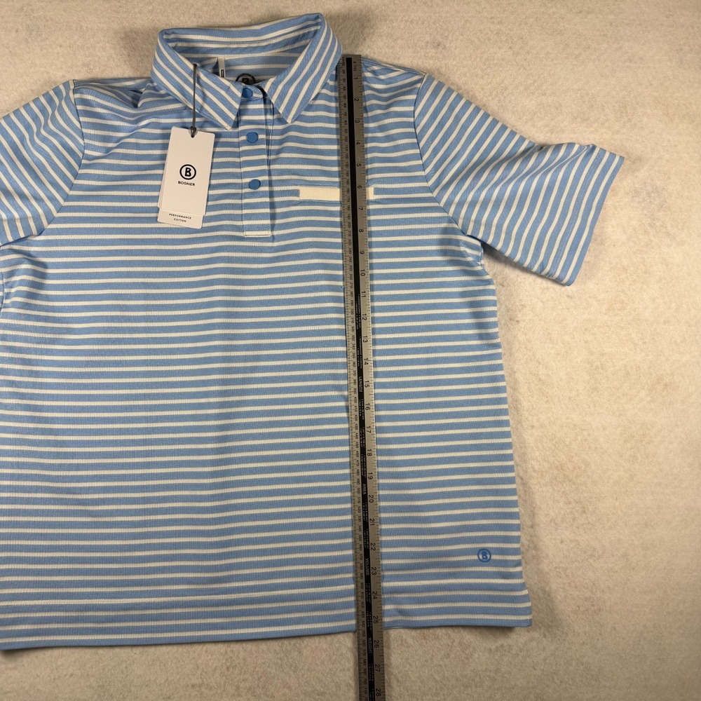 Bogner Women's Peony Blue White Striped Performance Cotton Polo Shirt XXL NWT - Picture 9 of 11